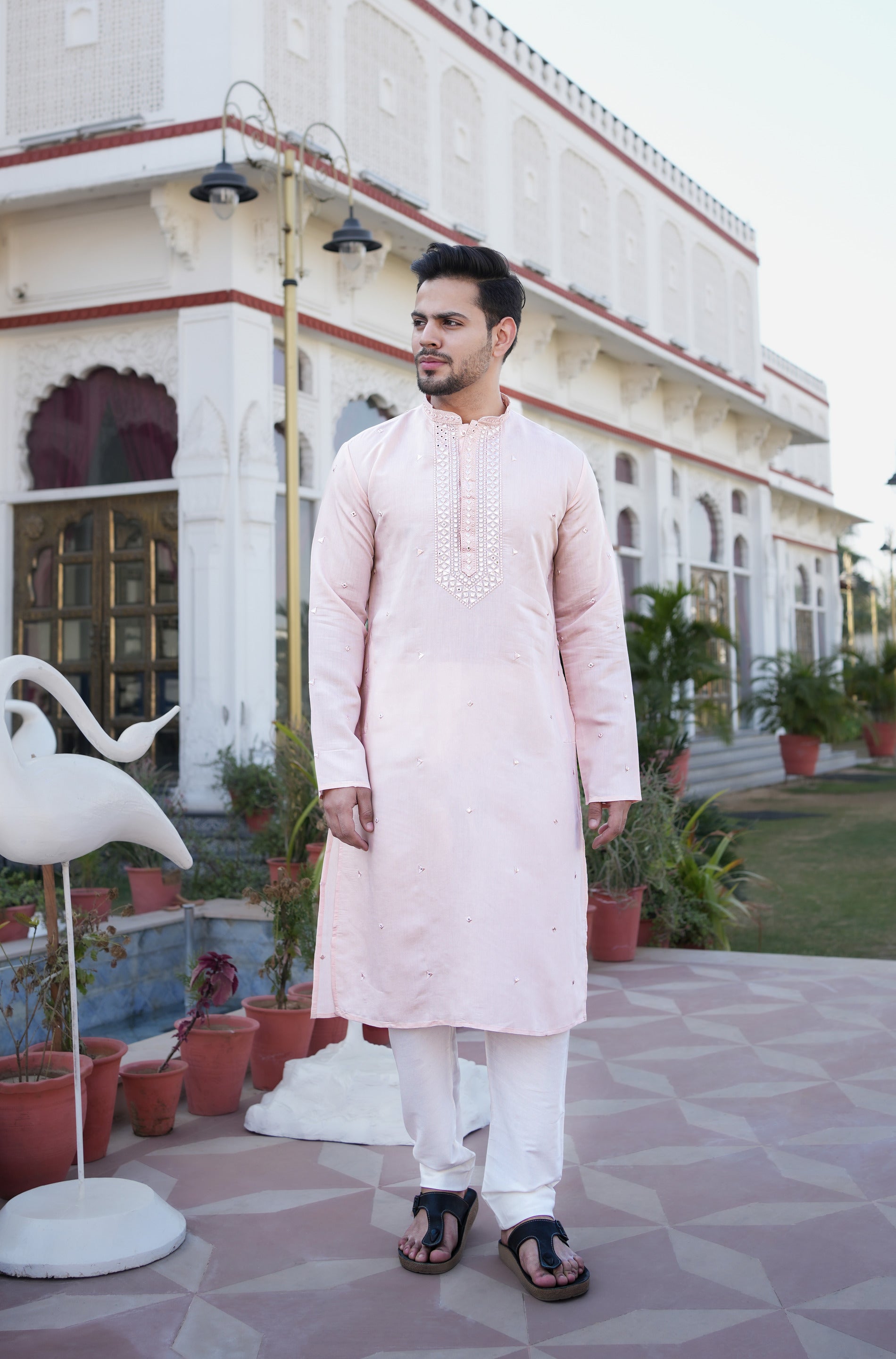 Light Pink Mirrow work Kurta